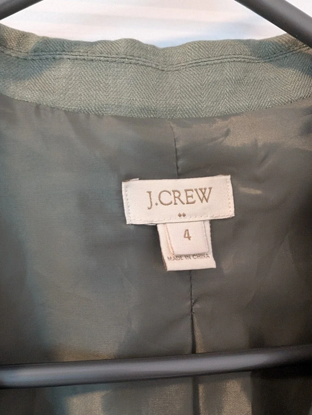 J. Crew/Olive Green Linen Blazer Sz 4 - Picture 4 of 4